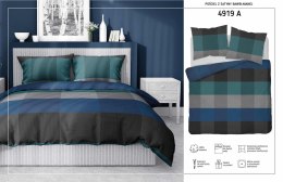 Pościel satynowa 220x200 granatowa turkusowa kratka 4919 A Home Satin 81