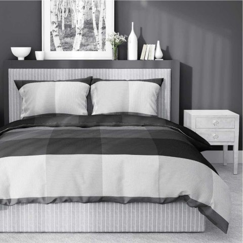 Pościel satynowa 220x200 szara kratka 4919 B Home Satin 81 Pościel satynowa 220x200 szara kratka 4919 B Home Satin 81