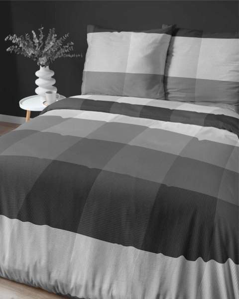 Pościel satynowa 220x200 szara kratka 4919 B Home Satin 81 Pościel satynowa 220x200 szara kratka 4919 B Home Satin 81