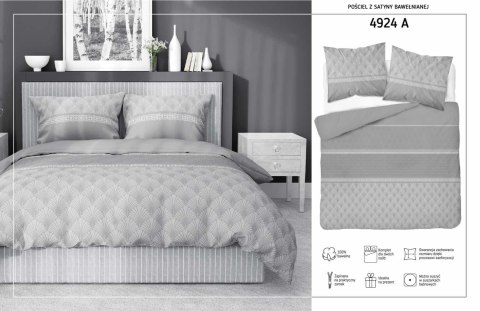 Pościel satynowa 220x200 szara liście 4924 A Home Satin 81 Pościel satynowa 220x200 szara liście 4924 A Home Satin 81