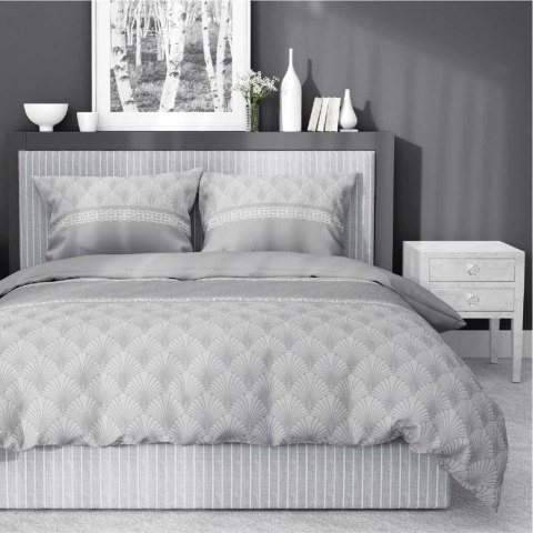 Pościel satynowa 220x200 szara liście 4924 A Home Satin 81 Pościel satynowa 220x200 szara liście 4924 A Home Satin 81