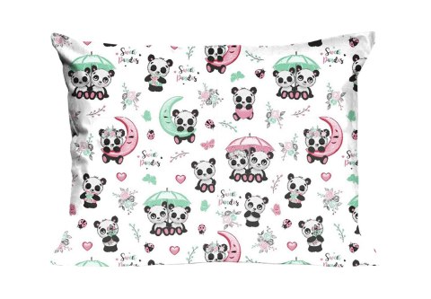 Poszewka bawełniana 40x40 667K pandy biała kolorowa Kids 24