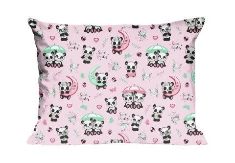 Poszewka bawełniana 40x40 669K pandy różówa kolorowa Kids 24