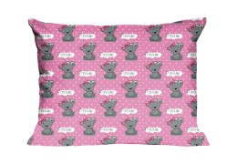 Poszewka bawełniana 50x60 555K misie różowa szara Kids 24