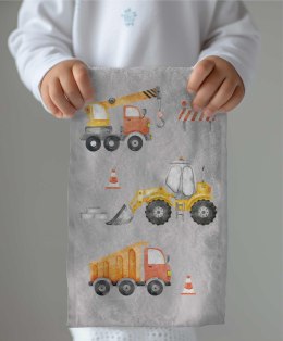Ręczniczek do przedszkola 30x50 Budowa szary żółty dziecięcy bawełniany 21T