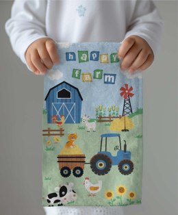 Ręczniczek do przedszkola 30x50 Farma niebieski kolorowy dziecięcy bawełniany 25T