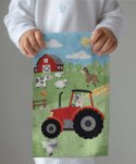 Ręczniczek do przedszkola 30x50 Traktor czerwony kolorowy dziecięcy bawełniany 26T Ręczniczek do przedszkola 30x50 Traktor czerwony kolorowy dziecięcy bawełniany 26T