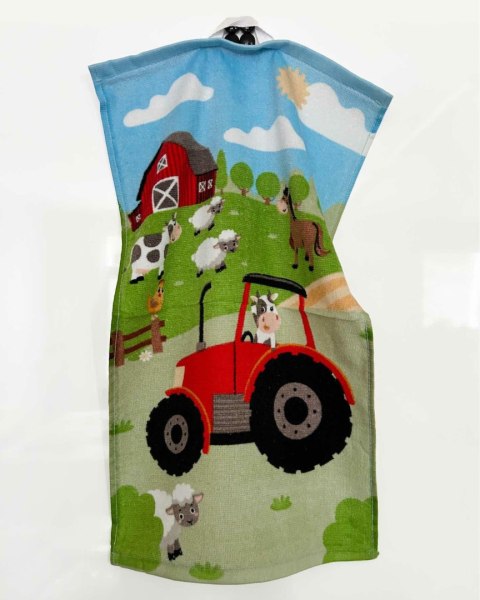 Ręczniczek do przedszkola 30x50 Traktor czerwony kolorowy dziecięcy bawełniany 26T Ręczniczek do przedszkola 30x50 Traktor czerwony kolorowy dziecięcy bawełniany 26T
