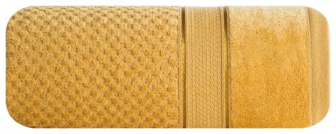 Ręcznik Jessi 90x150 musztardowy 500g/m2 z fakturą wytłaczanej krateczki i welurową bordiurą frotte Eurofirany Ręcznik Jessi 90x150 musztardowy 500g/m2 z fakturą wytłaczanej krateczki i welurową bordiurą frotte Eurofirany