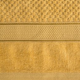 Ręcznik Jessi 90x150 musztardowy 500g/m2 z fakturą wytłaczanej krateczki i welurową bordiurą frotte Eurofirany