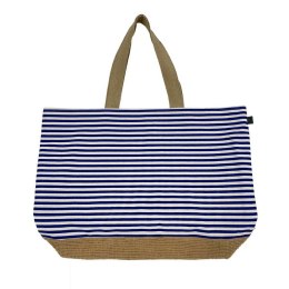 Torba plażowa Canvas Beach Bag 40x55 biała granatowa 13 100% bawełna Cawoe