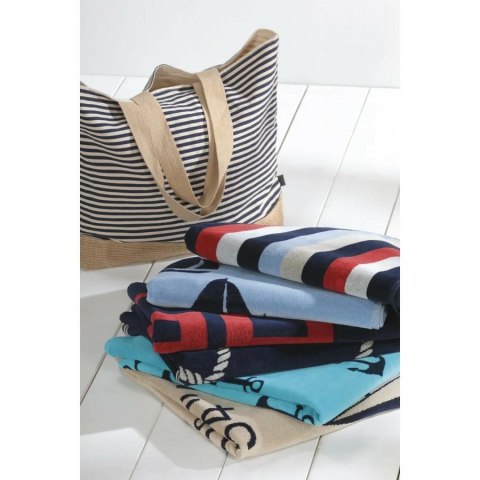 Torba plażowa Canvas Beach Bag 40x55 biała granatowa 13 100% bawełna Cawoe Torba plażowa Canvas Beach Bag 40x55 biała granatowa 13 100% bawełna Cawoe