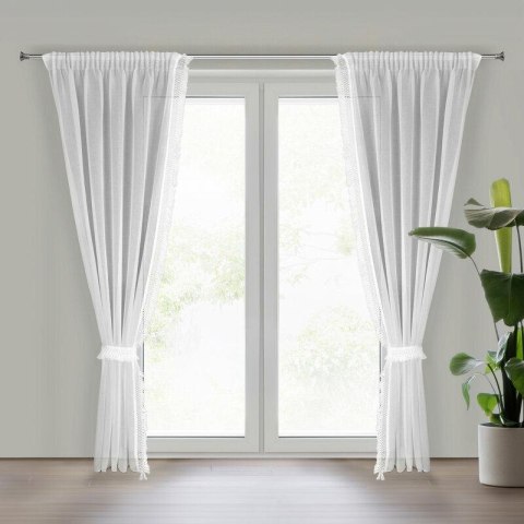 Firana gotowa Kira 2 140x270 x2 komplet biała na taśmie + troczek Eurofirany Firana gotowa Kira 2 140x270 x2 komplet biała na taśmie + troczek Eurofirany