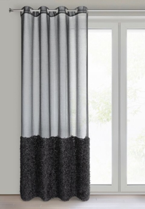 Firana gotowa Marion 140x250 czarna na przelotkach Eurofirany Firana gotowa Marion 140x250 czarna na przelotkach Eurofirany
