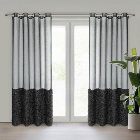 Firana gotowa Marion 140x250 czarna na przelotkach Eurofirany Firana gotowa Marion 140x250 czarna na przelotkach Eurofirany