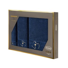 Komplet ręczników w pudełku 3 szt. Gaja granatowy 550 g/m2 Eurofirany
