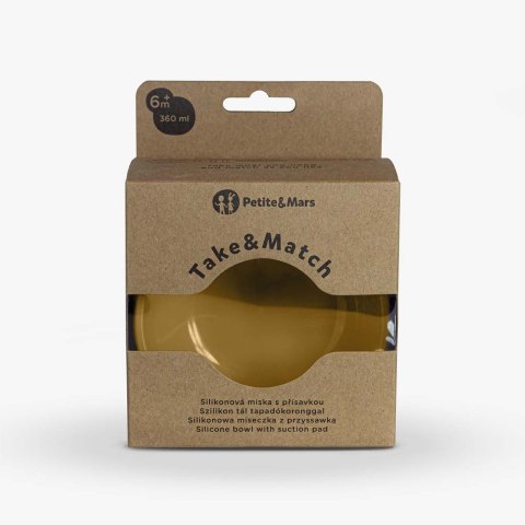 Miseczka z przyssawką silikonowa żółta 6m+ PETITE&MARS Miseczka z przyssawką silikonowa żółta 6m+ PETITE&MARS