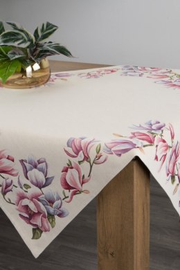 Obrus 100x100 gobelinowy naturalny kolorowy kwiaty 1214 Eurofirany
