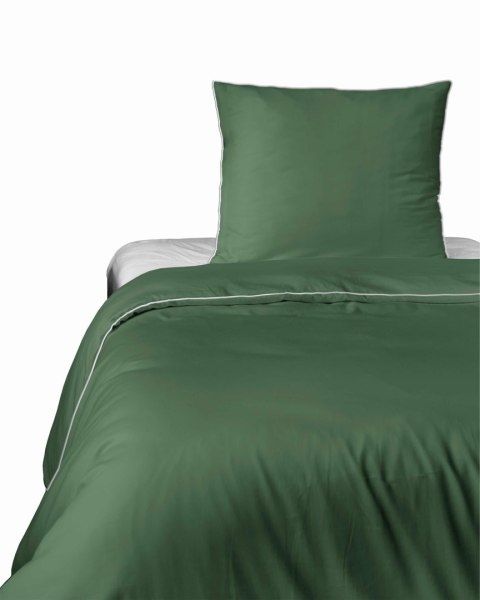 Pościel satynowa 140x200 zielona z lamówką z jedną poszewką 70x80 Mako Satin 62 Pościel satynowa 140x200 zielona z lamówką z jedną poszewką 70x80 Mako Satin 62