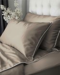 Pościel satynowa 160x200 taupe z lamówką Mako Satin 62 Pościel satynowa 160x200 taupe z lamówką Mako Satin 62