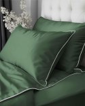 Pościel satynowa 220x200 zielona z lamówką Mako Satin 62 Pościel satynowa 220x200 zielona z lamówką Mako Satin 62