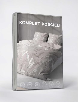 Pościel z mikrofibry 220x200 beżowa liście 4974 A Light 71