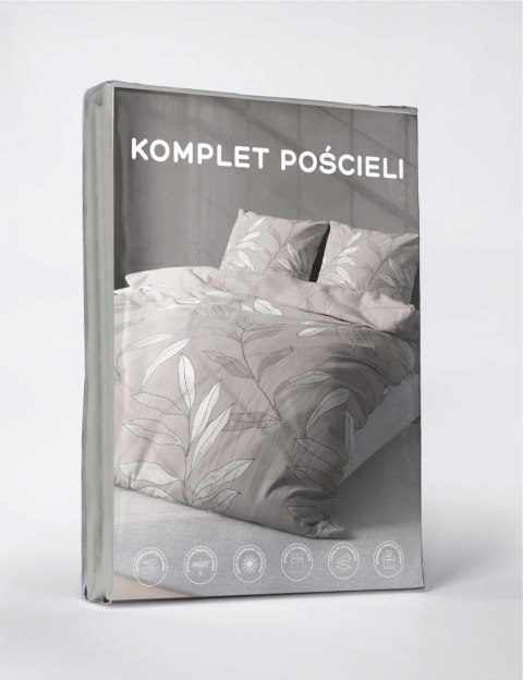 Pościel z mikrofibry 220x200 beżowa liście 4974 A Light 71 Pościel z mikrofibry 220x200 beżowa liście 4974 A Light 71