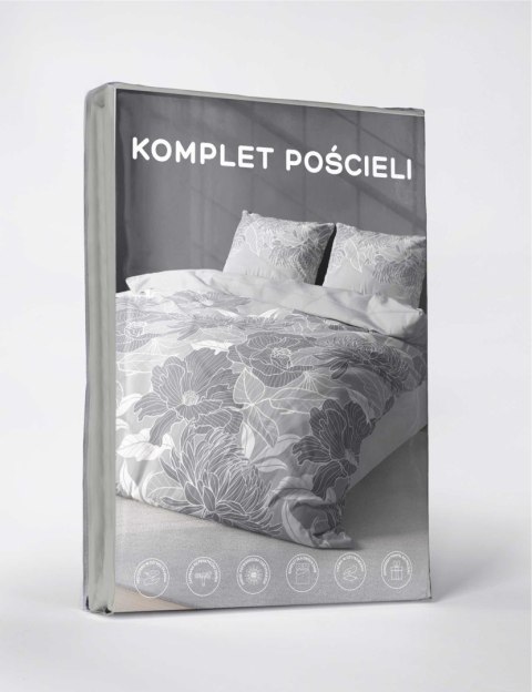 Pościel z mikrofibry 220x200 szara kwiaty 4975 A Light 71 Pościel z mikrofibry 220x200 szara kwiaty 4975 A Light 71