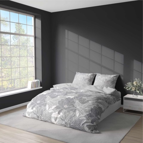 Pościel z mikrofibry 220x200 szara kwiaty 4975 A Light 71 Pościel z mikrofibry 220x200 szara kwiaty 4975 A Light 71