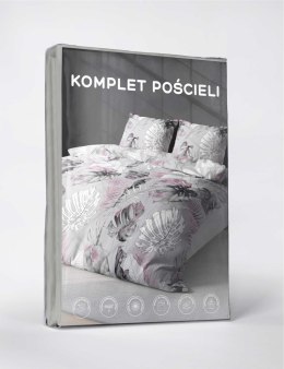 Pościel z mikrofibry 220x200 szara liście monstera 4985 A Light 71