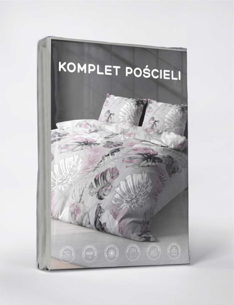 Pościel z mikrofibry 220x200 szara liście monstera 4985 A Light 71 Pościel z mikrofibry 220x200 szara liście monstera 4985 A Light 71