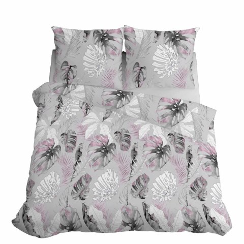 Pościel z mikrofibry 220x200 szara liście monstera 4985 A Light 71 Pościel z mikrofibry 220x200 szara liście monstera 4985 A Light 71
