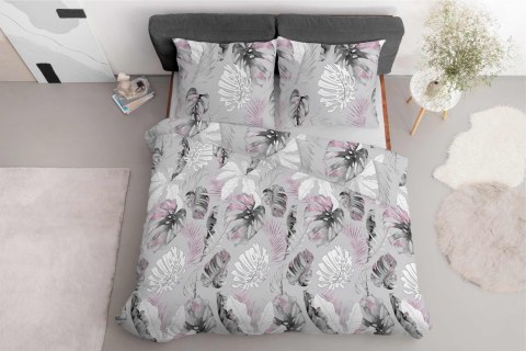 Pościel z mikrofibry 220x200 szara liście monstera 4985 A Light 71 Pościel z mikrofibry 220x200 szara liście monstera 4985 A Light 71