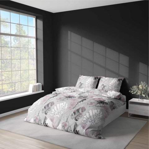 Pościel z mikrofibry 220x200 szara liście monstera 4985 A Light 71 Pościel z mikrofibry 220x200 szara liście monstera 4985 A Light 71