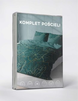 Pościel z mikrofibry 220x200 zielona złota kwiaty 4989 A Light 71