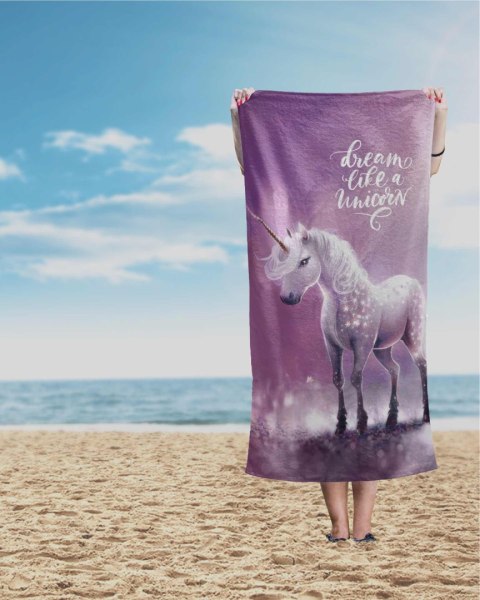 Ręcznik plażowy 70x140 Jednorożec 91 fioletowy dziecięcy bawełniany Ręcznik plażowy 70x140 Jednorożec 91 fioletowy dziecięcy bawełniany