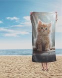 Ręcznik plażowy 70x140 Kot 84 szary beżowy dziecięcy bawełniany Ręcznik plażowy 70x140 Kot 84 szary beżowy dziecięcy bawełniany