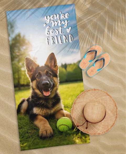Ręcznik plażowy 70x140 Owczarek 90 brązowy zielony dziecięcy bawełniany Ręcznik plażowy 70x140 Owczarek 90 brązowy zielony dziecięcy bawełniany