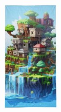 Ręcznik plażowy 70x140 Pikselowy świat niebieski kolorowy dziecięcy bawełniany Ręcznik plażowy 70x140 Pikselowy świat niebieski kolorowy dziecięcy bawełniany