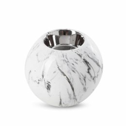 Świecznik ceramiczny 9x8 Sana biały srebrny Eurofirany