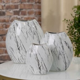 Świecznik ceramiczny 9x8 Sana biały srebrny Eurofirany