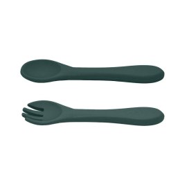 Sztućce silikonowe zielone 6m+ PETITE&MARS