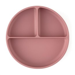 Talerzyk silikonowy z przegródkami okrągły różowy 6m+ PETITE&MARS