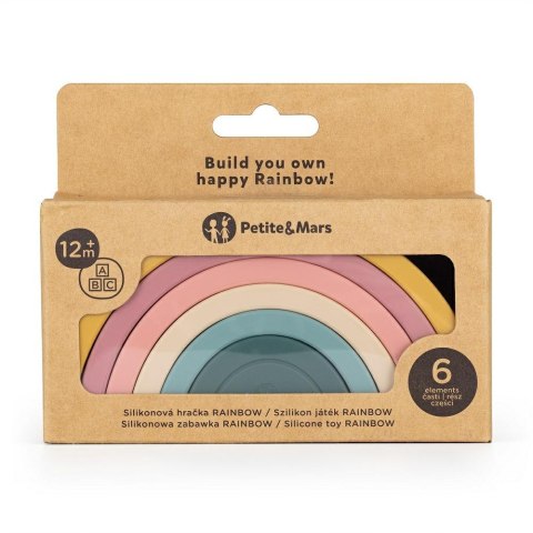 Zabawka układanka silikonowa Rainbow żółta kolorowa 12m+ PETITE&MARS Zabawka układanka silikonowa Rainbow żółta kolorowa 12m+ PETITE&MARS
