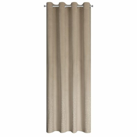 Zasłona gotowa Ariadna 140x250 beżowa welurowa zdobiona diamencikami na przelotkach Eurofirany Zasłona gotowa Ariadna 140x250 beżowa welurowa zdobiona diamencikami na przelotkach Eurofirany