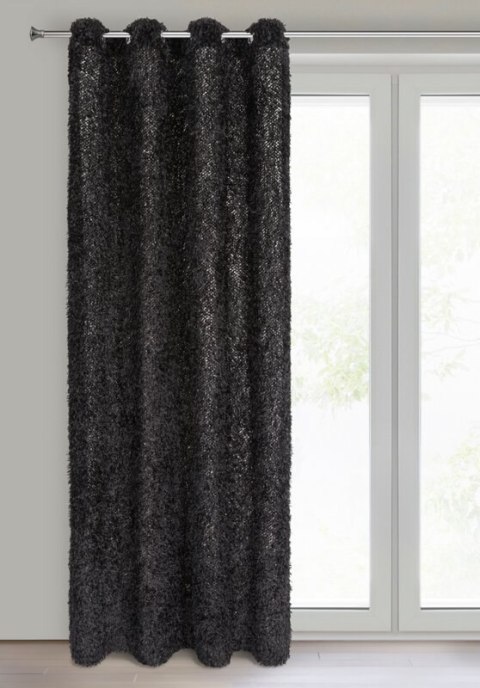 Zasłona gotowa Marion 140x250 czarna na przelotkach Eurofirany Zasłona gotowa Marion 140x250 czarna na przelotkach Eurofirany