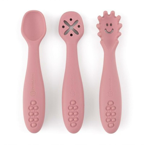 Zestaw silikonowych łyżeczek do nauki jedzenia 3 szt. Take&Match różowy 6m+ PETITE&MARS Zestaw silikonowych łyżeczek do nauki jedzenia 3 szt. Take&Match różowy 6m+ PETITE&MARS