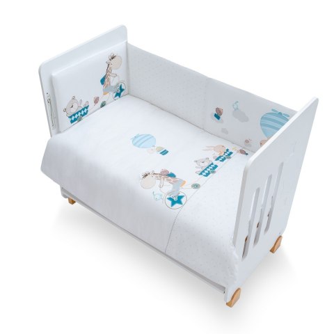 Kołdra 100x135 poszwa i ochraniacz do łóżeczka 60x180 Zwierzęta biała petrol Kołdra 100x135 poszwa i ochraniacz do łóżeczka 60x180 Zwierzęta biała petrol