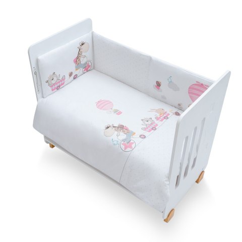 Kołdra 100x135 poszwa i ochraniacz do łóżeczka 60x180 Zwierzęta biała różowa Kołdra 100x135 poszwa i ochraniacz do łóżeczka 60x180 Zwierzęta biała różowa