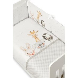 Kołdra 100x135 poszwa i ochraniacz do łóżeczka 60x180 Zwierzęta szara